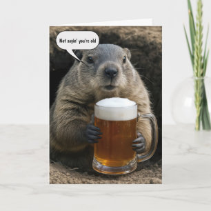 Cartão Toupeira Envelhecendo Aniversário Com Caneca de Ce