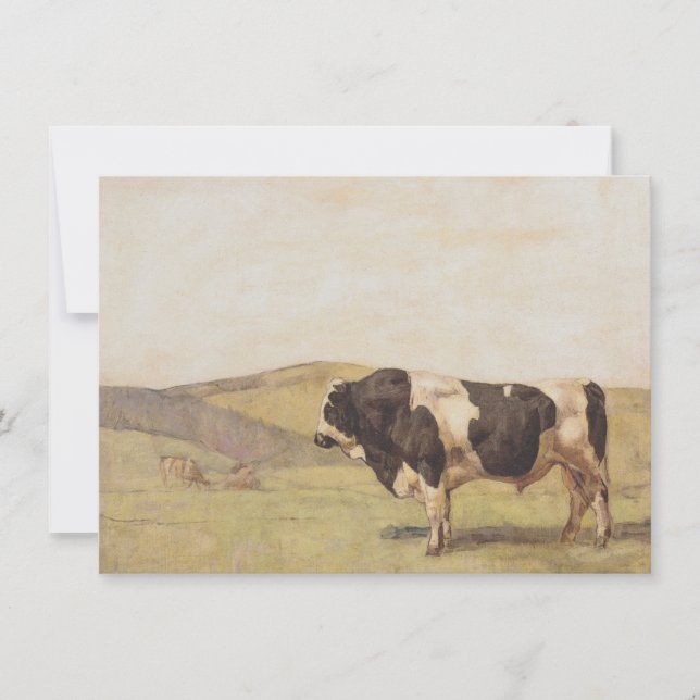 Cartão Touro numa paisagem suíça (por Ferdinand Hodler) (Frente)