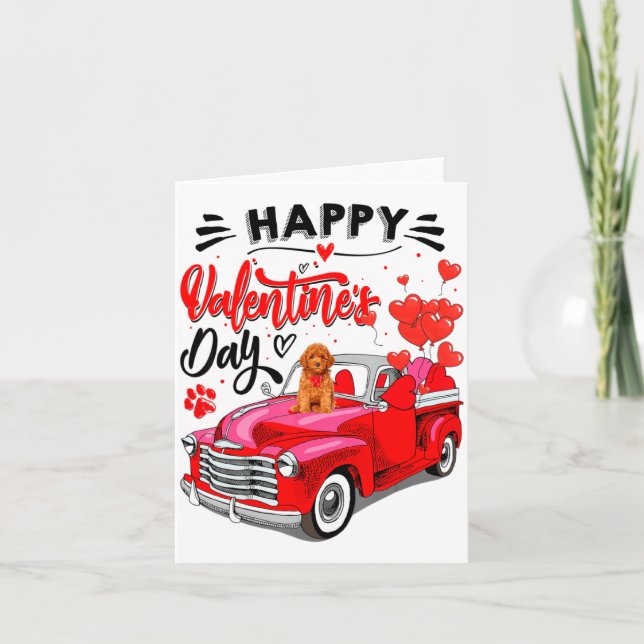 Cartão Toy Odle Heart Red Truck Happy Valentine Day Dog  (Frente)