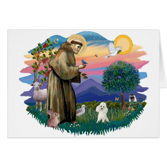 Cartão Toy Poodle (branco) (Frente Horizontal)