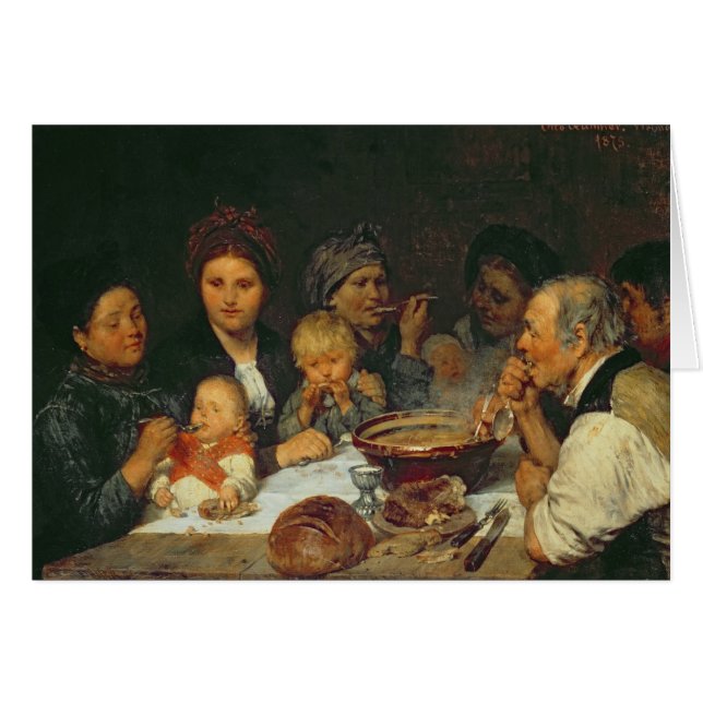 Cartão Trabalhadores em uma mesa, Thueringen, 1875 (Frente Horizontal)