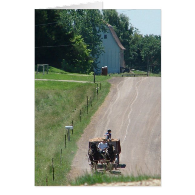 Cartão Trabalhando com os projetos Amish Pinto na estrada (Frente)