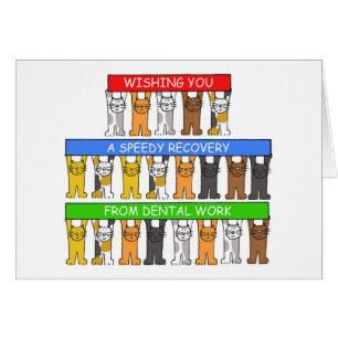 Cartão Trabalho Dental Rápido Gatos de Cartoons de Recupe