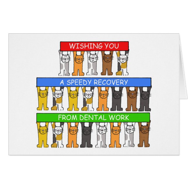 Cartão Trabalho Dental Rápido Gatos de Cartoons de Recupe (Frente Horizontal)
