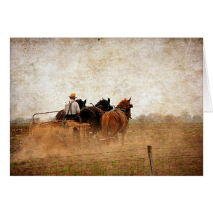 Cartão Trabalho no Campo Alimentado por Cavalos