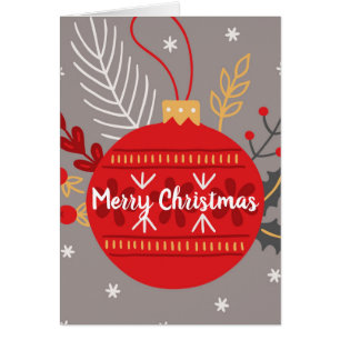 Cartão Traditiona Merry Christmas/Red Ornament