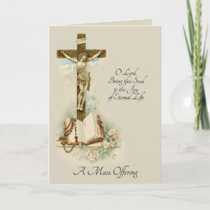 Cartão Traditional Catholic Sympathy Mass Offering Cross