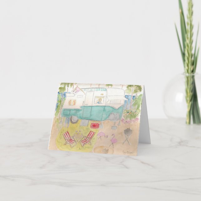 Cartão Trailer Art - Shasta Beach Camp (Frente)