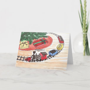 Cartão Train Set around the Christmas Tree Card