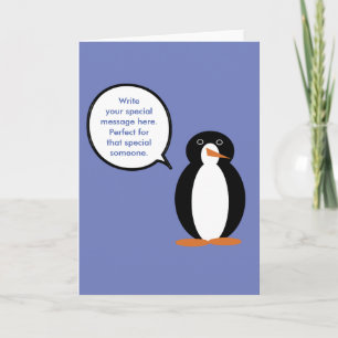 Cartão Traje de Aniversário Ms. Penguin Personalizada