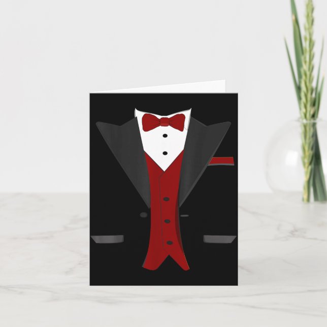Cartão Traje de Esmoque de Halloween - Casamento de Terno (Frente)