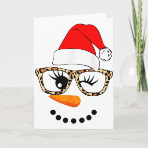 Cartão Traje de Papai Noel com Rosto de Boneco de Neve Le