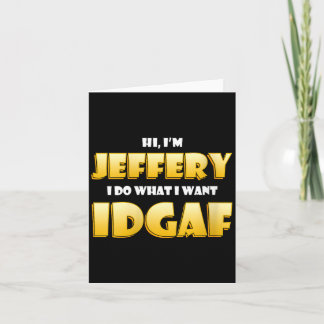 Cartão Traje feminino Jeffery Idgaf Meme engraçado de Hal