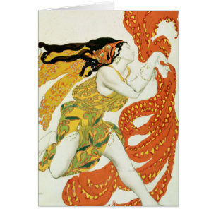 Cartão Traje o design para um bacchante 'em Narcisse