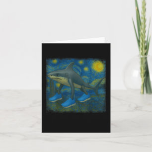 Cartão Tralalero Tralala Tubarão Engraçado Van Gogh Noite