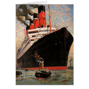 Cartão Transporte do vintage, rebocador do porto do navio