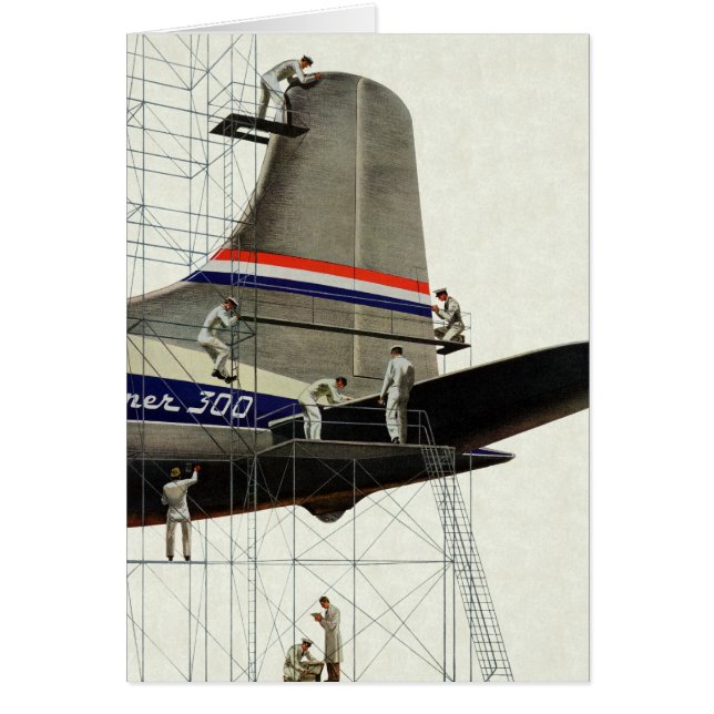 Cartão Transporte Vintage, Manutenção de Aviões (Frente)