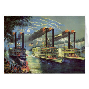 Cartão Transportes por navios Viagem a vapor