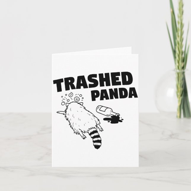 Cartão Trashed Panda, Funny Drunk Raccoon, Funny Trash Pa (Frente)