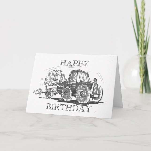 Cartão Trator Happy Birthday Card (Frente)