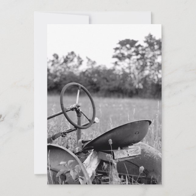 Cartão Trator na grama alta (Frente)