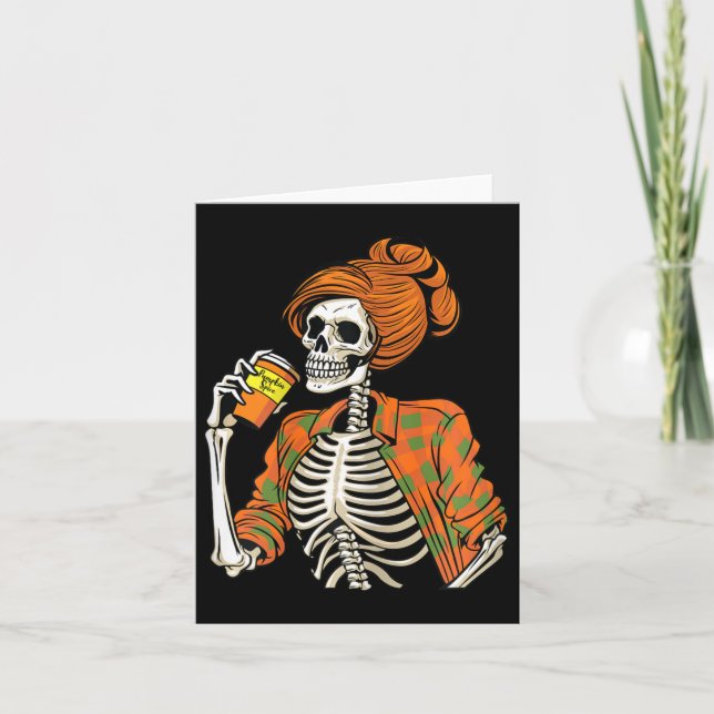 Cartão Trava de Maçã de Maçã de Esqueleto de Halloween (Frente)