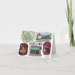 Cartão Travel Sketch Notecard Strumming through Nashville