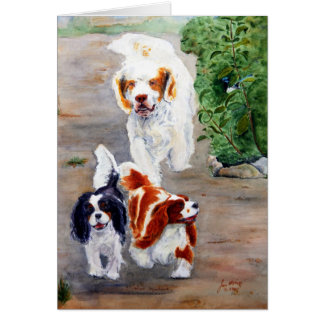 cartão - Travelers - Clumber Spaniel e Cavaliers
