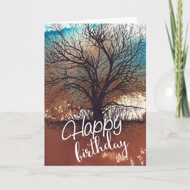 Cartão Tree Art Happy Birthday (Frente)