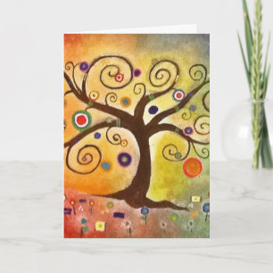 Cartão Tree of Life Rainbow Beautiful Painting Fine Art