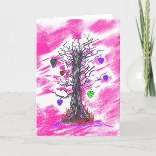 Cartão Tree of Love Pink Greeting Card