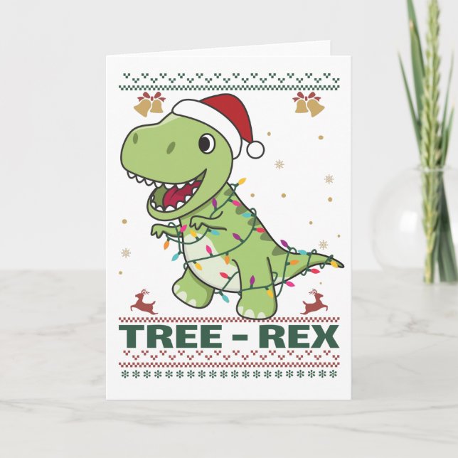 Cartão Tree-Rex Funny Dinosaur Pun T-Rex Card (Frente)