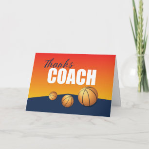 Cartão Treinador de basquetebol Obrigado a Azul e Laranja