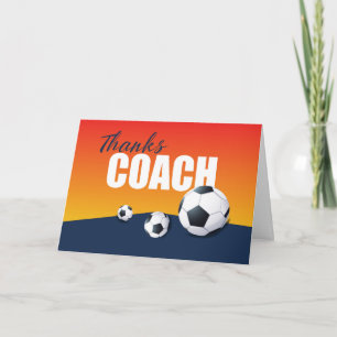 Cartão Treinador de futebol Obrigado em Azul e Laranja