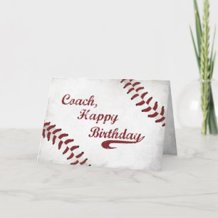 Cartão Treinador Feliz Aniversário Grande Grunge Baseball