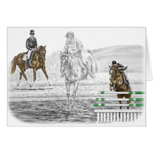 Cartão treinamento combinado de 3 cavalos de Eventing do
