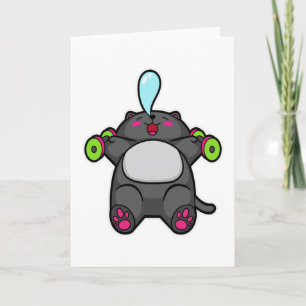 Cartão Treinamento de gatos no peito com Dumbbels