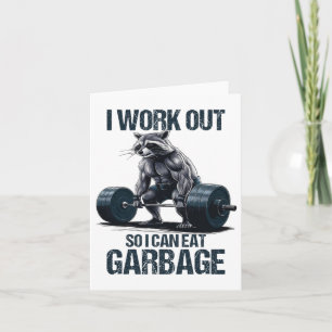 Cartão Treinamento De Peso De Gym Raccoon Eu Trabalho Par