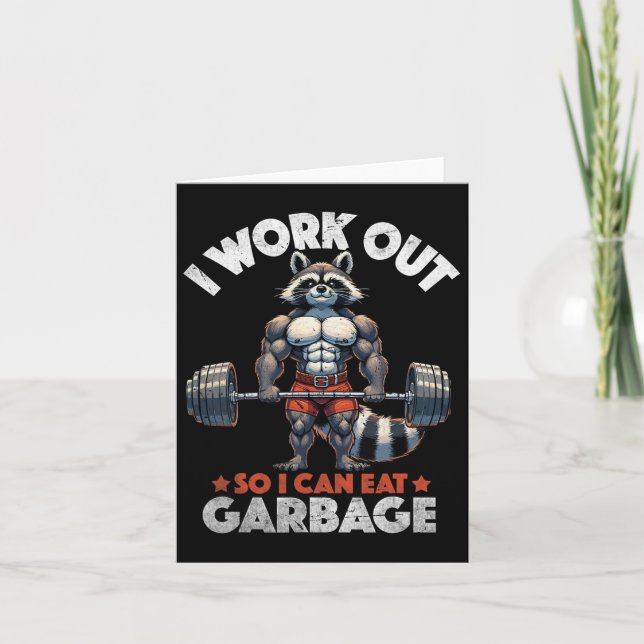 Cartão Treinamento Engraçado em Gym Workout Muscled Racco (Frente)