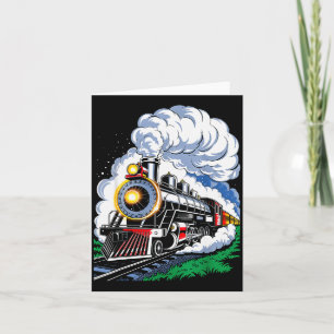Cartão Trem a Vapor de Natal Condutor Vintage Homens
