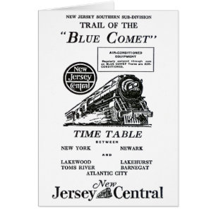 Cartão Trem azul central do cometa de New-jersey