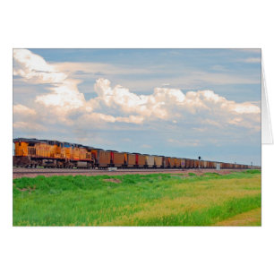 Cartão trem com muitos carros