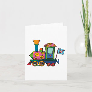 Cartão Trem de Brinquedo de Flores