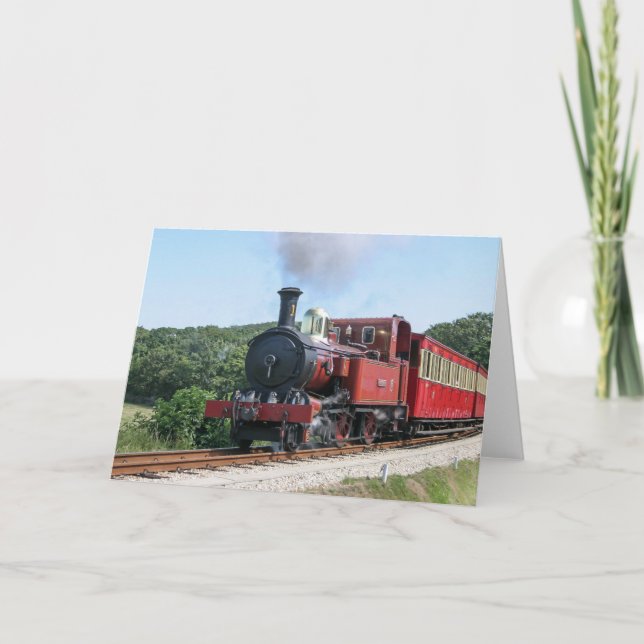 Cartão Trem do vapor na ilha de Castletown do homem (Frente)