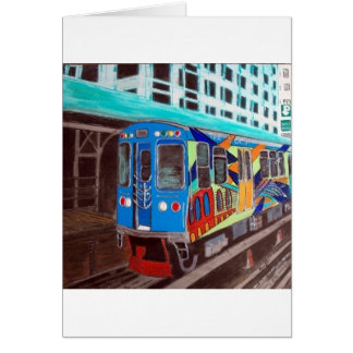 Cartão Trem Elétrico com Grafite de Chicago