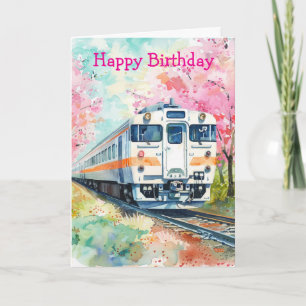 Cartão Trem na Primavera