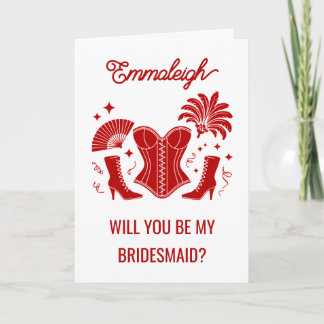 Cartão Trendy Red Las Vegas Showgirl Bridesmaid Proposal