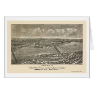 Cartão Trenton, mapa panorâmico de NJ - 1900