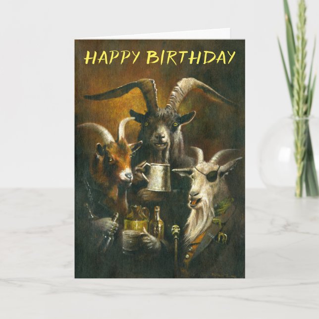 Cartão Três Billy Goats Rough Birthday Card (Frente)