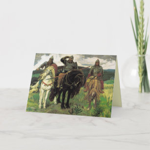 Cartão Três Bogatyrs (1898) por Viktor Vasnetsov Impressã